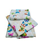 Casa si Gradina - Textile si covoare - Lenjerii de pat - Seturi de lenjerie - Lenjerie de pat 4 piese, 2 persoane, tesatura clasica neteda, 100% bumbac, decor fluturi - 11 - Infinity.ro
