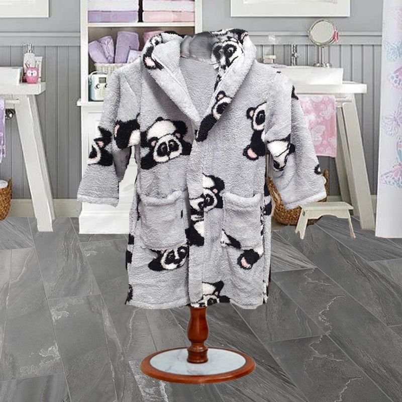 Jucarii, Copii si Bebe - Igiena si ingrijire - Baia bebelusului - Prosoape si halate de baie copii - Halat baie cu gluga Kotonia Home pentru copii, cocolino, varsta 7-8 ani, gri cu model ursuleti, 100% microfibra - Infinity.ro