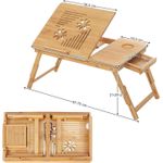 Casa si Gradina - Mobilier - Mese si birouri - Masute de cafea - Masa de pat pentru laptop, plabila si reglabila, bambus, 55x35x29 cm, maro - Infinity.ro