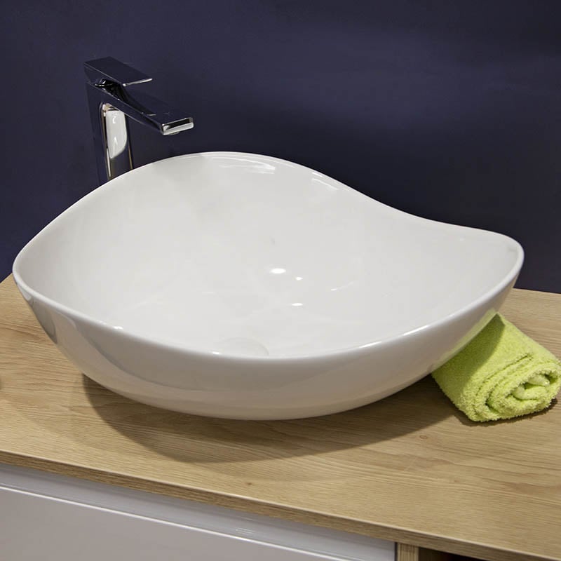 Casa si Gradina - Sanitare - Lavoar baie si accesorii - Lavoare si piedestale - Lavoar pe blat, Fluminia, Aloe-51, amorf, 51 x 40 cm, alb - Infinity.ro