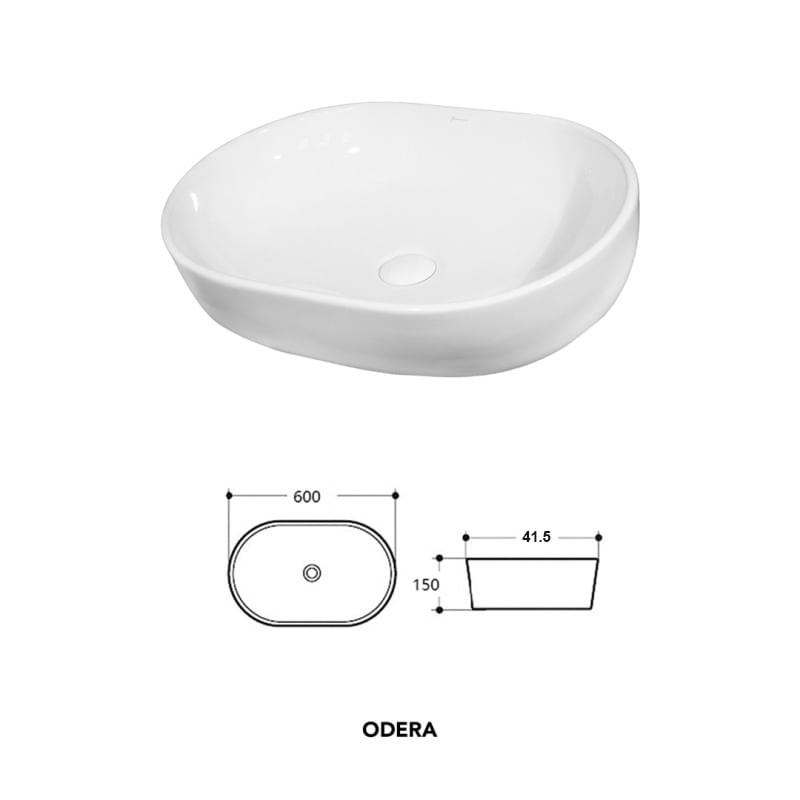 Casa si Gradina - Sanitare - Lavoar baie si accesorii - Lavoare si piedestale - Lavoar pe blat Fluminia, Odera, oval, 60 x 41.5 cm, alb - Infinity.ro