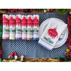 Set 2 prosoape bucatarie, Kotonia Home, ivoire/rosu/verde, 40x40cm