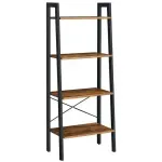 Casa si Gradina - Mobilier - Biblioteci si rafturi - Biblioteci - Biblioteca tip scara, cadru otel cu 4 polite din MDF, stil industrial, 56x34x138cm, maro rustic - Infinity.ro