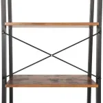 Casa si Gradina - Mobilier - Biblioteci si rafturi - Biblioteci - Biblioteca tip scara, cadru otel cu 4 polite din MDF, stil industrial, 56x34x138cm, maro rustic - Infinity.ro