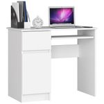Casa si Gradina - Mobilier - Mese si birouri - Birouri - Birou computer PIKSEL, cu sertar, dulap si raft pentru tastatura, stanga, 90x50x77 cm, alb - Infinity.ro