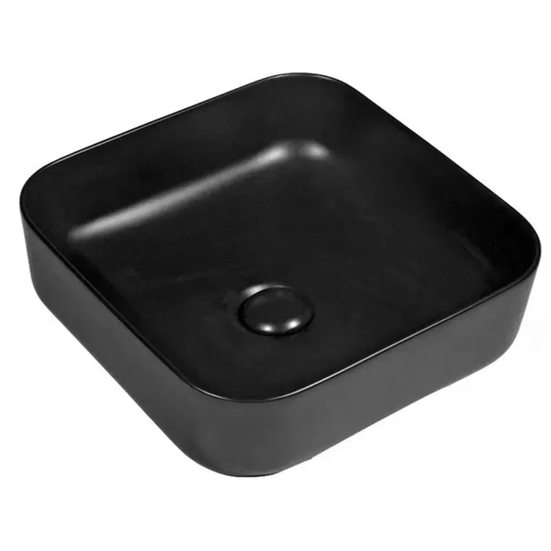 Casa si Gradina - Sanitare - Lavoar baie si accesorii - Lavoare si piedestale - Lavoar pe blat negru mat Fluminia Andra Black 38.5 cm - Infinity.ro