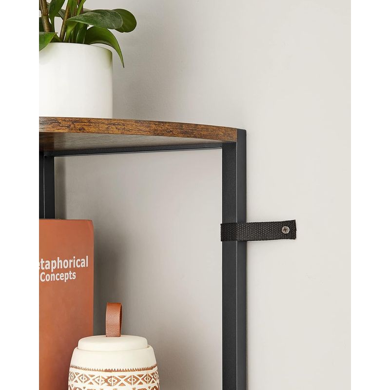 Casa si Gradina - Mobilier - Biblioteci si rafturi - Biblioteci - Biblioteca de colt cu 5 etaje, cadru metalic, stil industrial, 30x30x160 cm, maro rustic - Infinity.ro