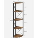 Casa si Gradina - Mobilier - Biblioteci si rafturi - Biblioteci - Biblioteca de colt cu 5 etaje, cadru metalic, stil industrial, 30x30x160 cm, maro rustic - Infinity.ro