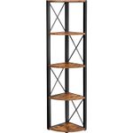 Casa si Gradina - Mobilier - Biblioteci si rafturi - Biblioteci - Biblioteca de colt cu 5 etaje, cadru metalic, stil industrial, 30x30x160 cm, maro rustic - Infinity.ro