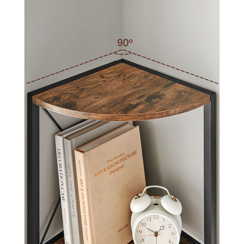 Casa si Gradina - Mobilier - Biblioteci si rafturi - Biblioteci - Biblioteca de colt cu 5 etaje, cadru metalic, stil industrial, 30x30x160 cm, maro rustic - Infinity.ro