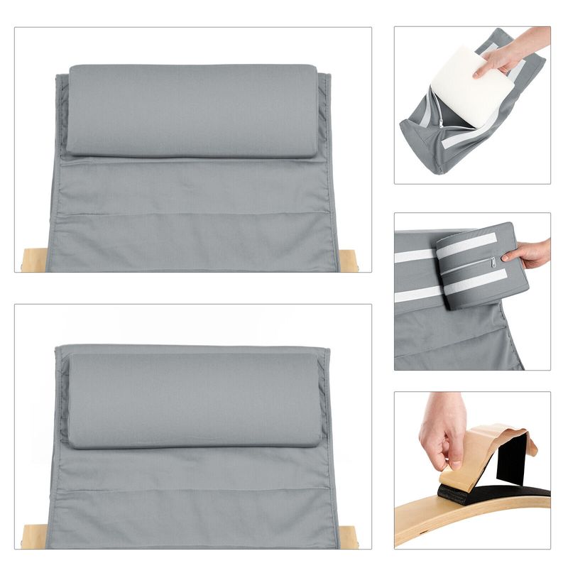 Casa si Gradina - Mobilier - Scaune si fotolii - Scaune - Scaun balansoar din lemn, suport picioare reglabil, maxim 150kg, 67x115x91cm, gri deschis - Infinity.ro