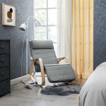 Casa si Gradina - Mobilier - Scaune si fotolii - Scaune - Scaun balansoar din lemn, suport picioare reglabil, maxim 150kg, 67x115x91cm, gri deschis - Infinity.ro