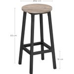 Casa si Gradina - Mobilier - Scaune si fotolii - Scaune - Set 2 scaune bar inalte, sezut rotund, cadru din otel, inaltime 65 cm, stil industrial, gri - Infinity.ro