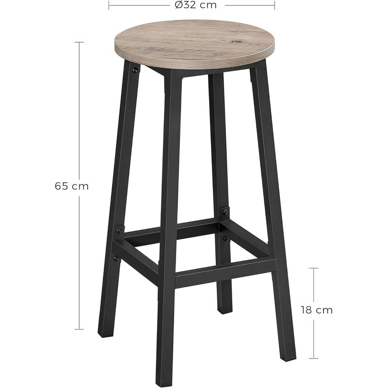 Casa si Gradina - Mobilier - Scaune si fotolii - Scaune - Set 2 scaune bar inalte, sezut rotund, cadru din otel, inaltime 65 cm, stil industrial, gri - Infinity.ro