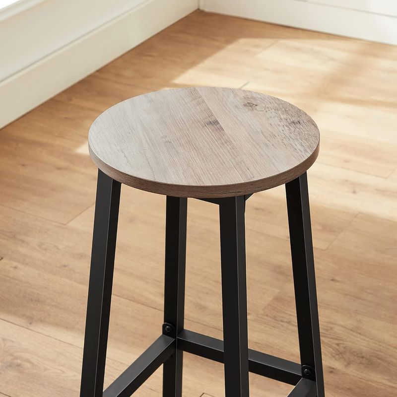 Casa si Gradina - Mobilier - Scaune si fotolii - Scaune - Set 2 scaune bar inalte, sezut rotund, cadru din otel, inaltime 65 cm, stil industrial, gri - Infinity.ro