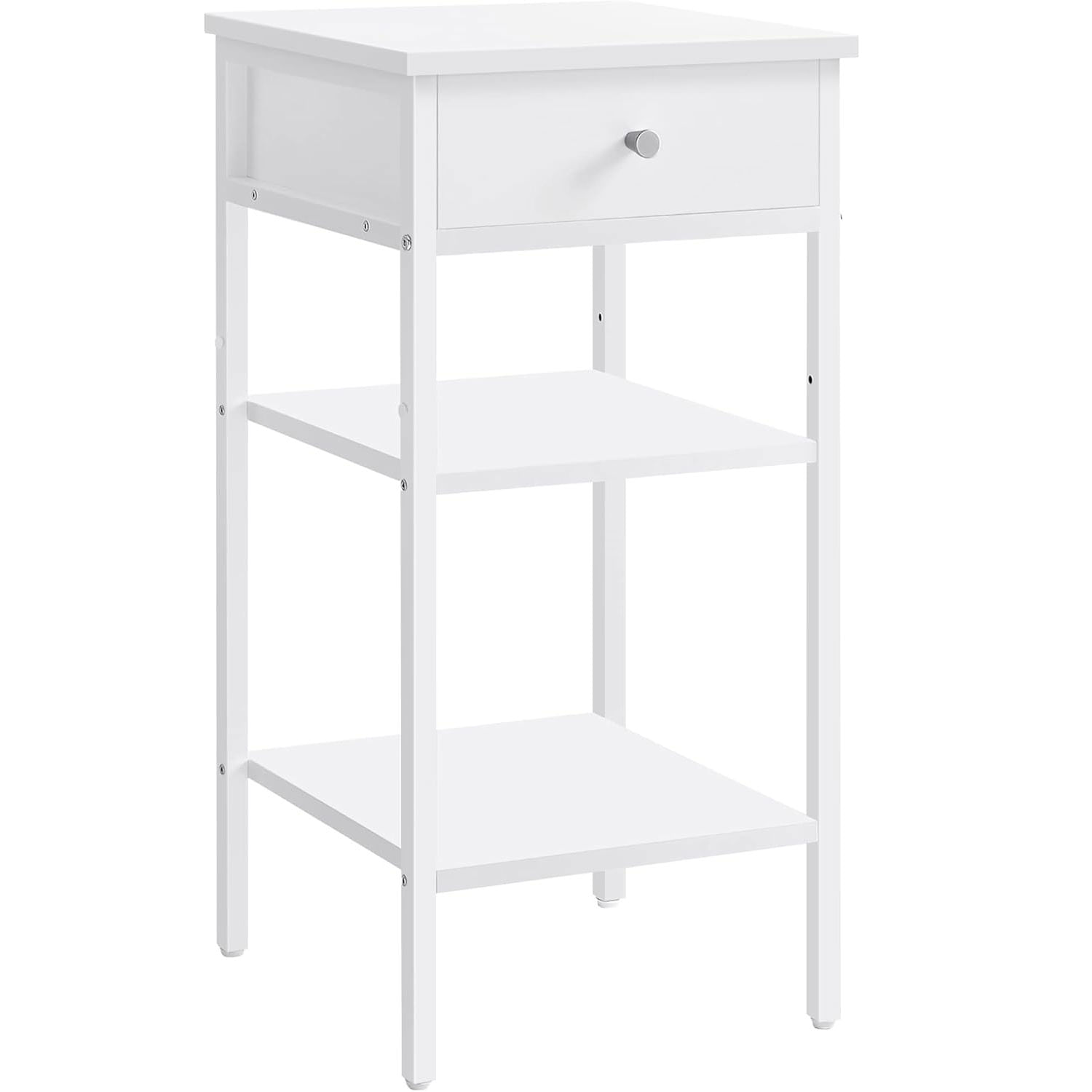 Noptiera cu sertar pentru dormitor, design scandinav, 35x35x70cm, alb