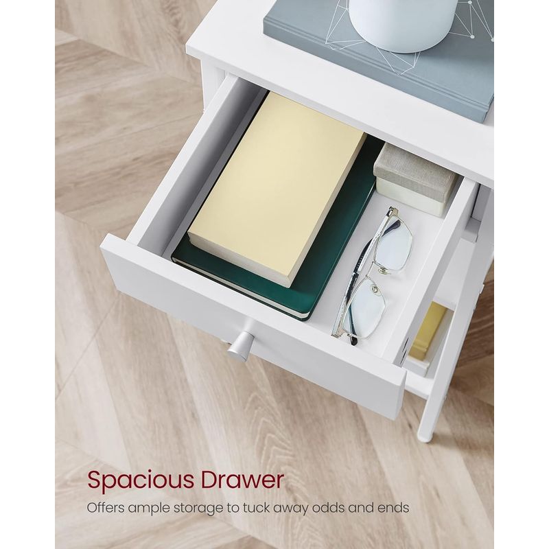 Casa si Gradina - Mobilier - Comode si corpuri - Noptiere - Noptiera cu sertar pentru dormitor, design scandinav, 35x35x70cm, alb - Infinity.ro