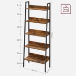 Casa si Gradina - Mobilier - Biblioteci si rafturi - Biblioteci - Biblioteca tip scara, cadru otel cu 5 polite, stil industrial, 60x30x170 cm, maro - Infinity.ro