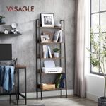 Casa si Gradina - Mobilier - Biblioteci si rafturi - Biblioteci - Biblioteca tip scara, cadru otel cu 5 polite, stil industrial, 60x30x170 cm, maro - Infinity.ro