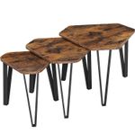 Casa si Gradina - Mobilier - Mese si birouri - Masute de cafea - Set 3 mese de cafea suprapozabile, stil industrial, diametru 40, 51 si 59 cm, maro rustic - Infinity.ro