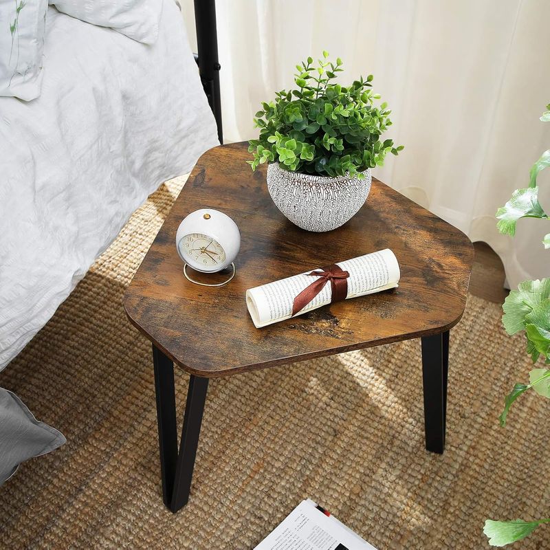 Casa si Gradina - Mobilier - Mese si birouri - Masute de cafea - Set 3 mese de cafea suprapozabile, stil industrial, diametru 40, 51 si 59 cm, maro rustic - Infinity.ro