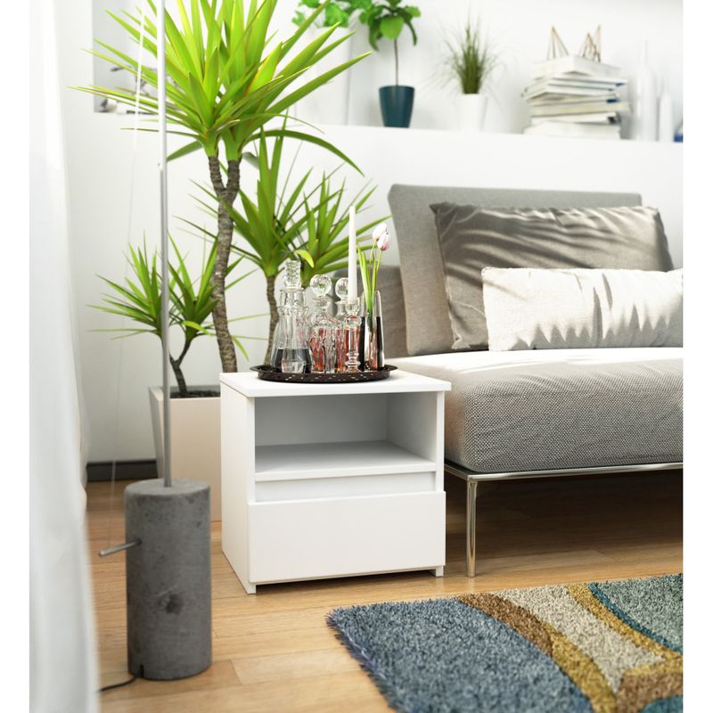 Casa si Gradina - Mobilier - Comode si corpuri - Noptiere - Noptiera cu 1 sertar, PAL laminat 16mm, 40x35x40 cm, alb - Infinity.ro