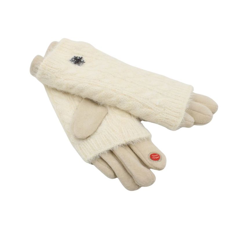 Fashion, accesorii si bijuterii - Femei - Accesorii femei - Manusi femei - Manusi dama, Antonio, cu functie touch si manseta detasabila, culoare bej, one size - Infinity.ro