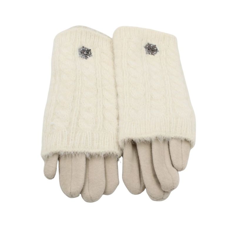Fashion, accesorii si bijuterii - Femei - Accesorii femei - Manusi femei - Manusi dama, Antonio, cu functie touch si manseta detasabila, culoare bej, one size - Infinity.ro