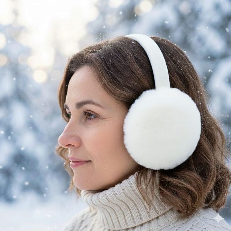 Fashion, accesorii si bijuterii - Femei - Accesorii femei - Alte accesorii femei - Casti pufoase marimea XXL, pentru urechi, Antonio, Ø 14 cm, culoarea alb - Infinity.ro