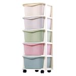 Casa si Gradina - Mobilier - Biblioteci si rafturi - Rafturi - Dulap organizator din plastic, cu 5 sertare, pe roti, Ecarla, 97x38x37 cm, PO10 - Infinity.ro