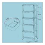 Casa si Gradina - Mobilier - Biblioteci si rafturi - Rafturi - Dulap organizator din plastic, cu 5 sertare, pe roti, Ecarla, 97x38x37 cm, PO10 - Infinity.ro