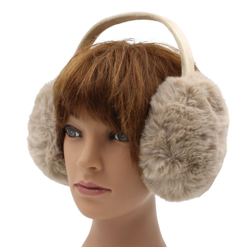 Fashion, accesorii si bijuterii - Femei - Accesorii femei - Caciuli si palarii femei - Casti pufoase marimea XXL, pentru urechi, Antonio, Ø 14 cm, culoarea taupe - Infinity.ro
