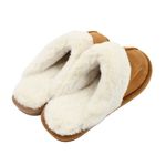 Fashion, accesorii si bijuterii - Femei - Incaltaminte femei - Slapi si papuci femei - Papuci de casa imblaniti, Antonio, de dama, culoarea maro, 38-39 EU - Infinity.ro