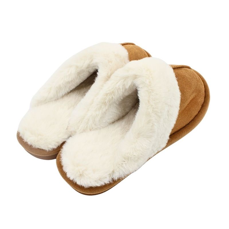 Fashion, accesorii si bijuterii - Femei - Incaltaminte femei - Slapi si papuci femei - Papuci de casa imblaniti, Antonio, de dama, culoarea maro, 38-39 EU - Infinity.ro