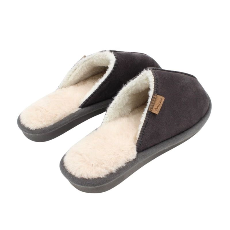 Fashion, accesorii si bijuterii - Barbati - Incaltaminte barbati - Slapi si papuci barbati - Papuci de casa imblaniti, Antonio, pentru barbati, culoarea gri, 44-45 EU - Infinity.ro