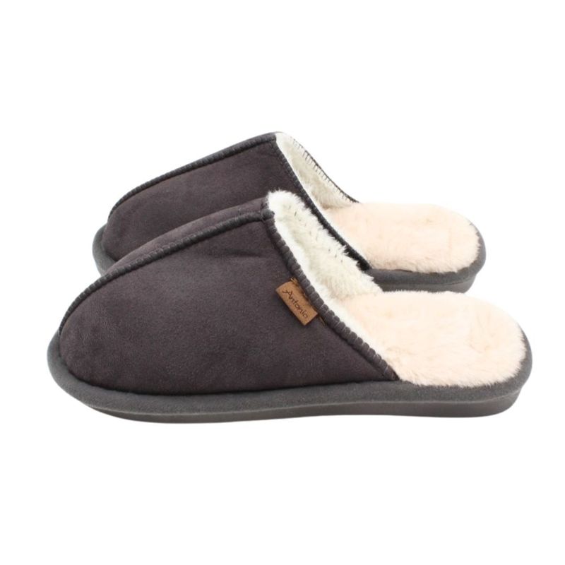 Fashion, accesorii si bijuterii - Barbati - Incaltaminte barbati - Slapi si papuci barbati - Papuci de casa imblaniti, Antonio, pentru barbati, culoarea gri, 44-45 EU - Infinity.ro