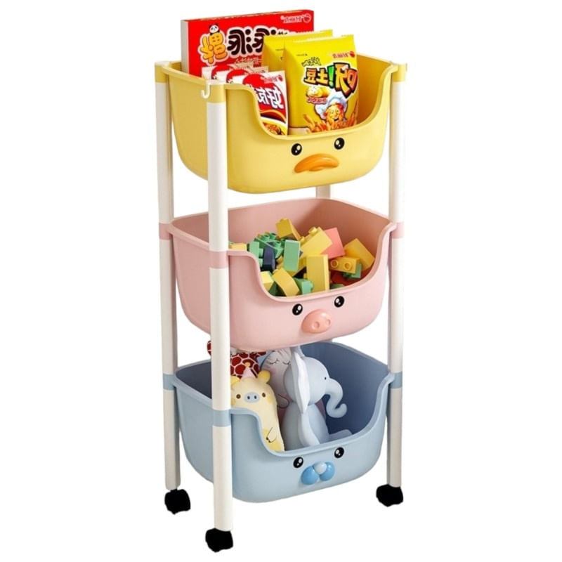 Casa si Gradina - Mobilier - Biblioteci si rafturi - Rafturi - Raft 3 niveluri, din plastic cu roti, pentru copii, Ecarla, 85x37.5x25.5 cm, PO18KOL - Infinity.ro