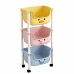 Casa si Gradina - Mobilier - Biblioteci si rafturi - Rafturi - Raft 3 niveluri, din plastic cu roti, pentru copii, Ecarla, 85x37.5x25.5 cm, PO18KOL - Infinity.ro