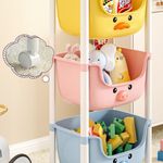 Casa si Gradina - Mobilier - Biblioteci si rafturi - Rafturi - Raft 3 niveluri, din plastic cu roti, pentru copii, Ecarla, 85x37.5x25.5 cm, PO18KOL - Infinity.ro