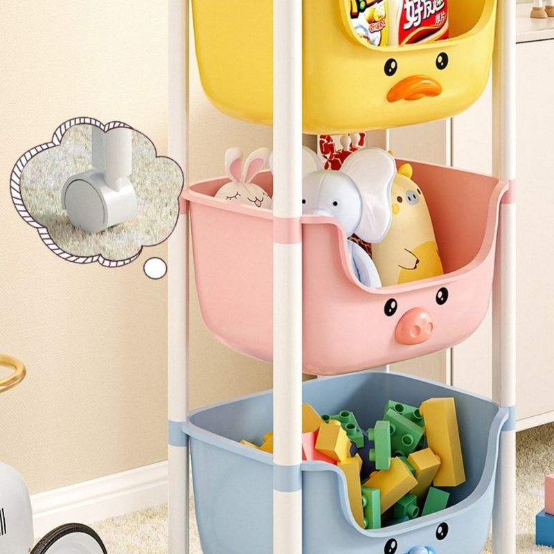 Casa si Gradina - Mobilier - Biblioteci si rafturi - Rafturi - Raft 3 niveluri, din plastic cu roti, pentru copii, Ecarla, 85x37.5x25.5 cm, PO18KOL - Infinity.ro