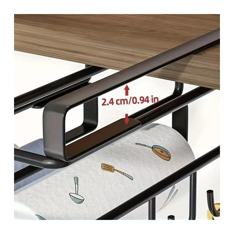 Casa si Gradina - Bucatarie si vesela - Organizare si depozitare bucatarie - Suporturi tacamuri si vase - Organizator de bucatarie, suspendat, din metal, cu raft si carlige, Ecarla, culoarea negru, 25×25 ×9,7 cm, OR116CZ - Infinity.ro