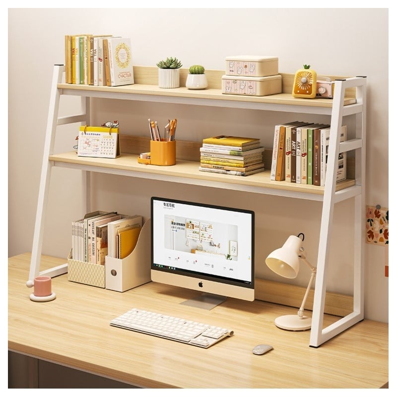 Casa si Gradina - Mobilier - Biblioteci si rafturi - Rafturi - Raft multifunctional, de birou, cu 3 niveluri, culoarea alb, Ecarla, 95x32x90 cm, SZ40B - Infinity.ro