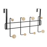 Casa si Gradina - Mobilier - Organizare si depozitare - Cuiere - Cuier cu suport pentru usa din metal negru, cu butoni din lemn 40x22 cm - Infinity.ro