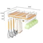 Casa si Gradina - Bucatarie si vesela - Organizare si depozitare bucatarie - Suporturi tacamuri si vase - Organizator de bucatarie, suspendat, din metal, cu raft si carlige pentru ustensile si cani, Ecarla, alb, 25×25×9,7 cm - Infinity.ro