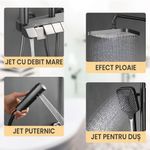 Casa si Gradina - Sanitare - Cazi si cabine de dus - Coloane si seturi de dus - Set Coloana Dus, GlowforHome, montare pe perete, 4 moduri de picurare, dus fix tip ploaie, dus mobil de mana, crom - Infinity.ro