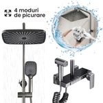 Casa si Gradina - Sanitare - Cazi si cabine de dus - Coloane si seturi de dus - Set Coloana Dus, GlowforHome, montare pe perete, 4 moduri de picurare, dus fix tip ploaie, dus mobil de mana, crom - Infinity.ro