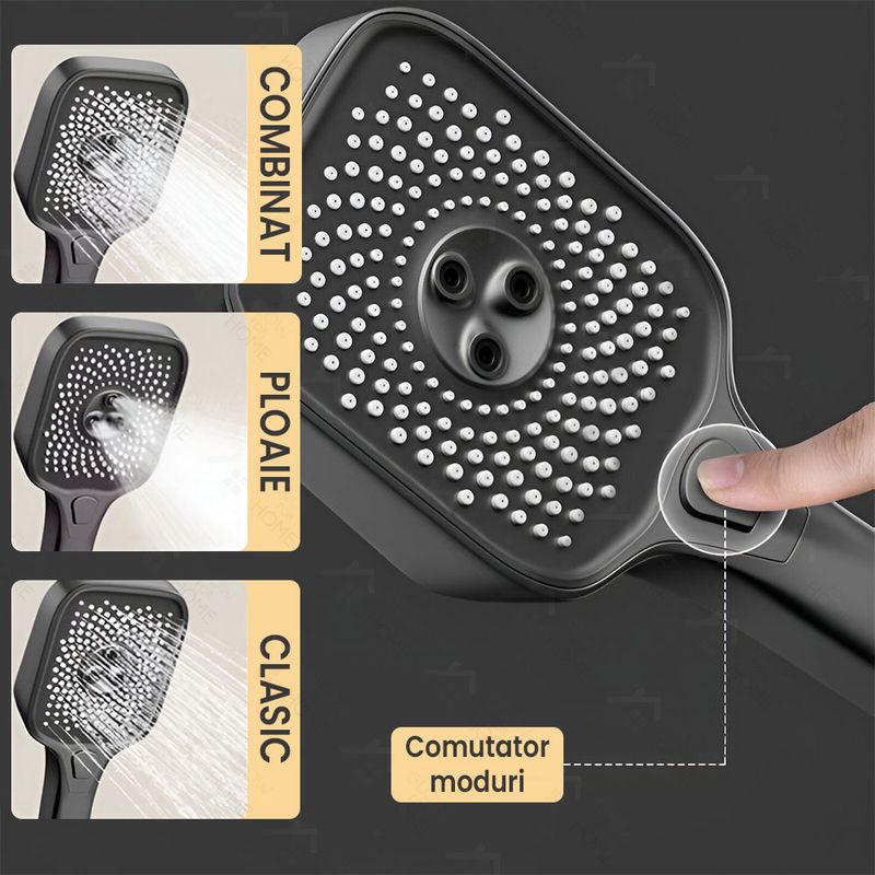 Casa si Gradina - Sanitare - Cazi si cabine de dus - Coloane si seturi de dus - Set Coloana Dus, GlowforHome, montare pe perete, 4 moduri de picurare, dus fix tip ploaie, dus mobil de mana, crom - Infinity.ro