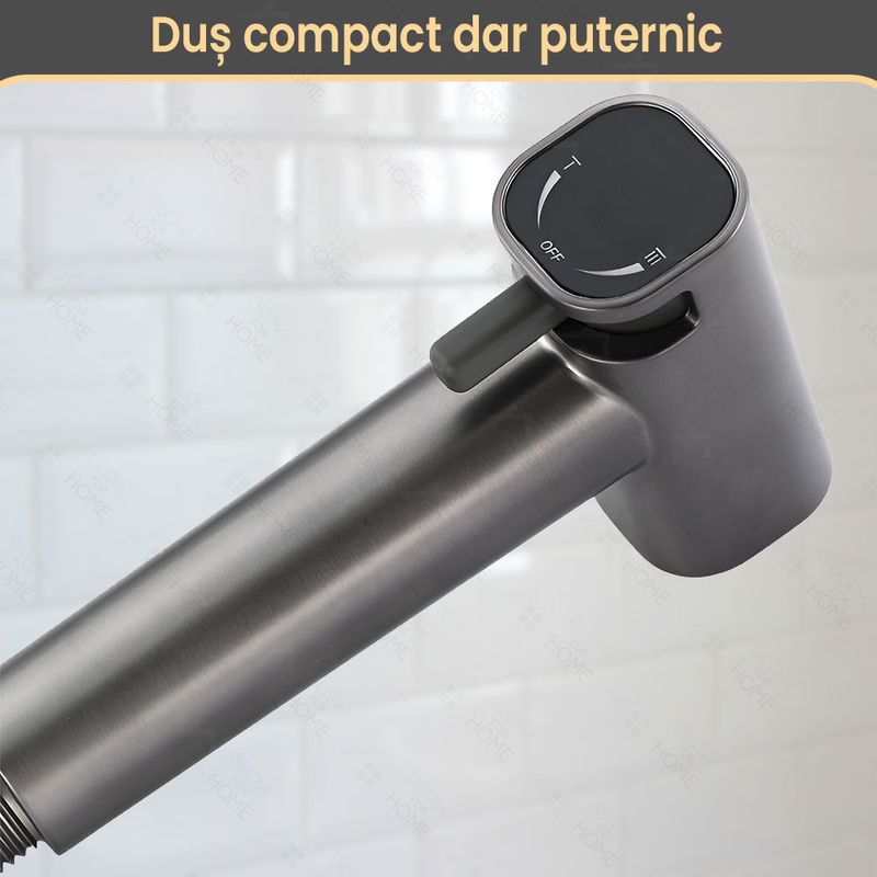 Casa si Gradina - Sanitare - Cazi si cabine de dus - Coloane si seturi de dus - Set Coloana Dus, GlowforHome, montare pe perete, 4 moduri de picurare, dus fix tip ploaie, dus mobil de mana, crom - Infinity.ro