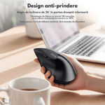 PC, gaming si accesorii - Periferice PC - Mouse - Mouse Vertical Wireless Ergonomic, QOVA®, Conectare prin Bluetooth 5.0 & USB 2.4GHz, Silentios, 2400 DPI Reglabil - Infinity.ro