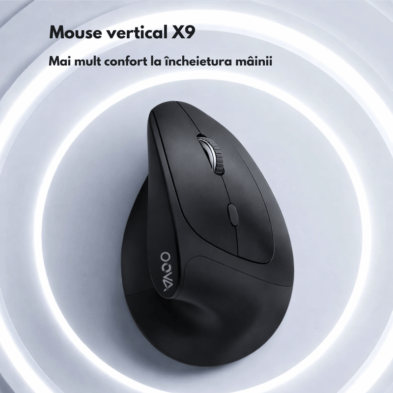 PC, gaming si accesorii - Periferice PC - Mouse - Mouse Vertical Wireless Ergonomic, QOVA®, Conectare prin Bluetooth 5.0 & USB 2.4GHz, Silentios, 2400 DPI Reglabil - Infinity.ro